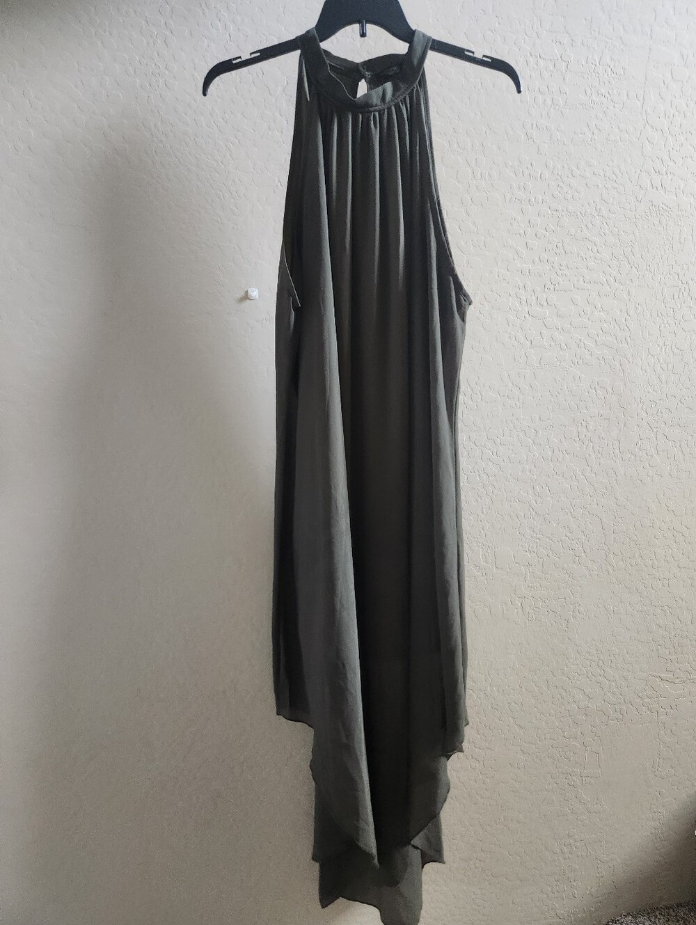 SHEIN Olive Green Halter High-Low Maxi Dress